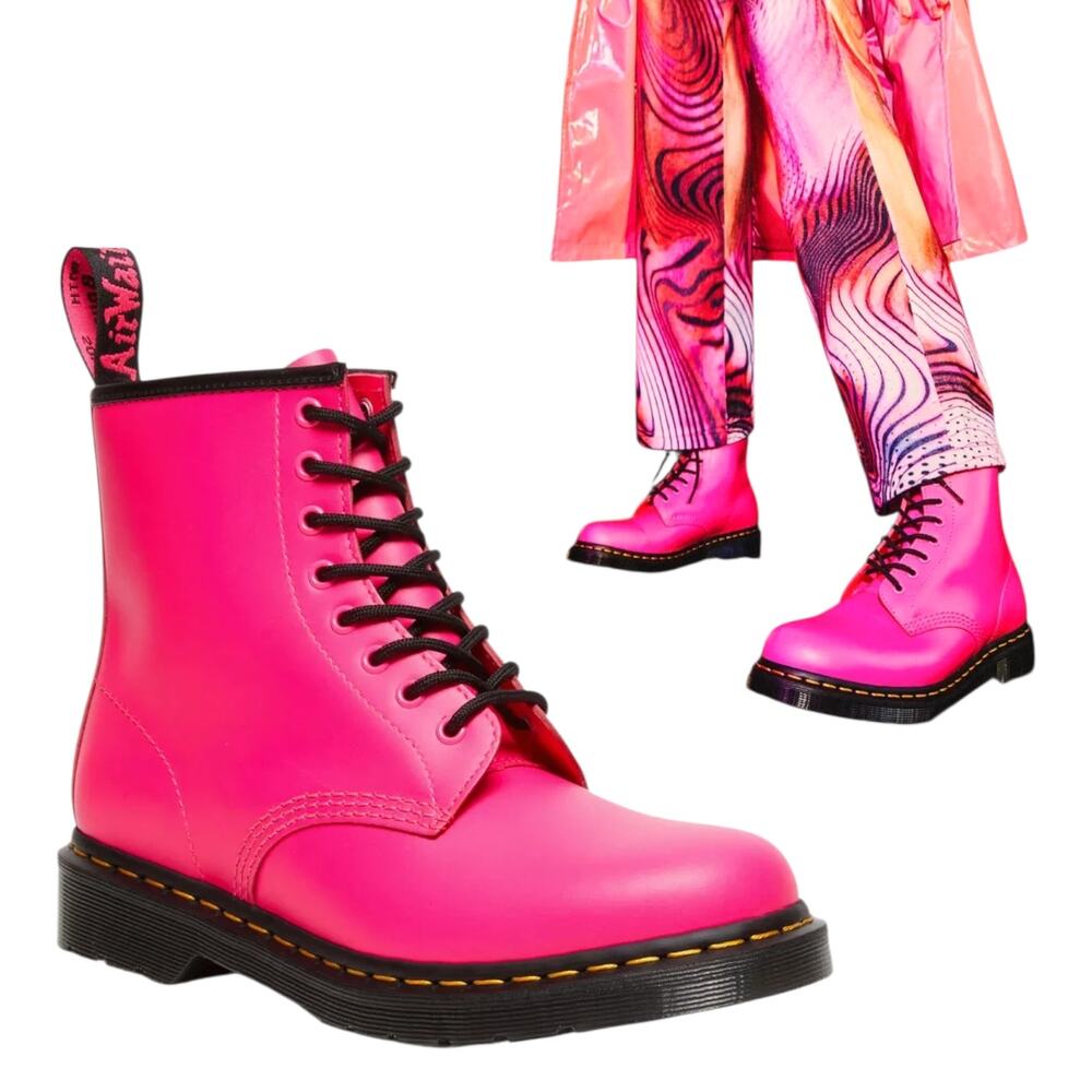 Dr. Martens Women's 1460 Smooth Leather Lace-Up Boots Clash Pink Size UK 7, US 9
